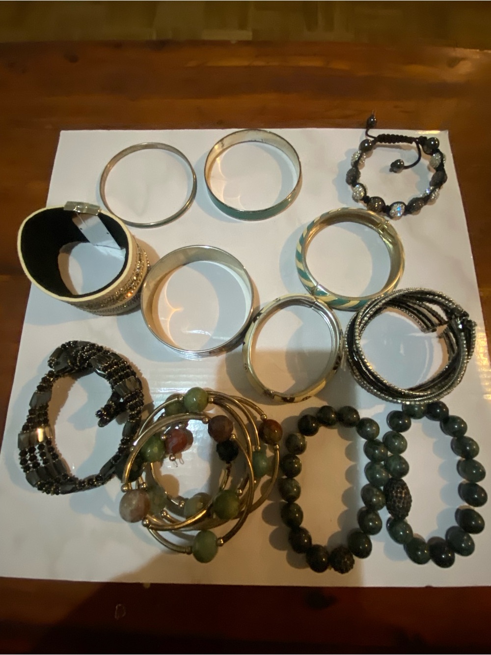 Mixed Gold and Black Women's Bracelet Set - Layered Stack